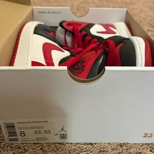 Jordan Women's Air 1 Mid - Black, Red, White